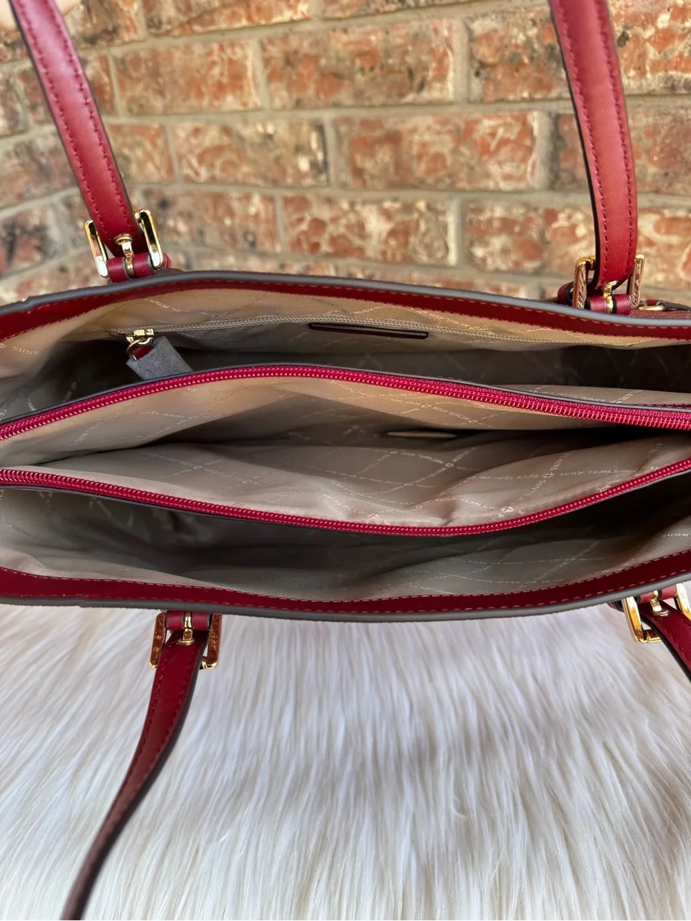 Michael Kors Two-Tone Red Signature Tote